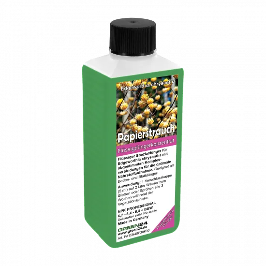 Papierstrauch - Dünger Edgeworthia chrysantha 250 ml N-P-K Flüssigdünger mit Spurenelementen | Japanischer Papierbusch / Honigblume / Mitsumata pflegen & düngen | Für Anzucht, Wachstum, Blüte, Frucht – Produktansicht