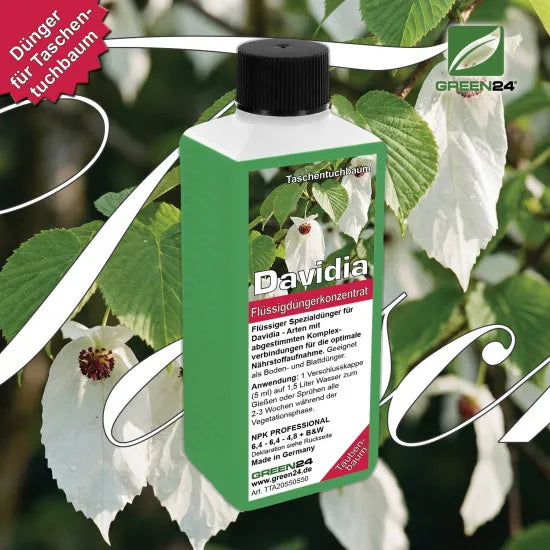 Davidia Dünger, NPK Flüssigdünger für Taschentuchbaum & Taubenbaum 250ml, Spezialdünger für Davidia involucrata, Fördert Hochblätter & Vitalität – Produkt und Anwendung