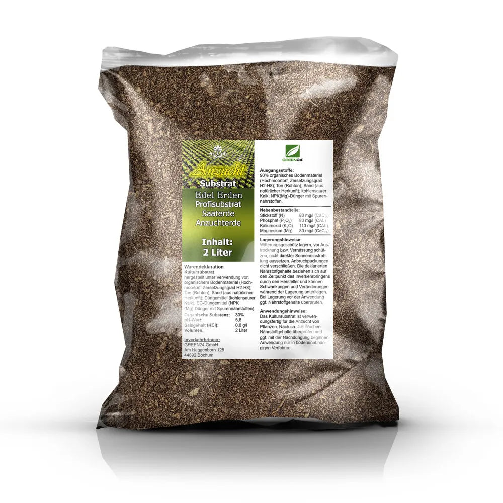 Original 2 litre GREEN24 seed compost bag; not a separate texture photograph.