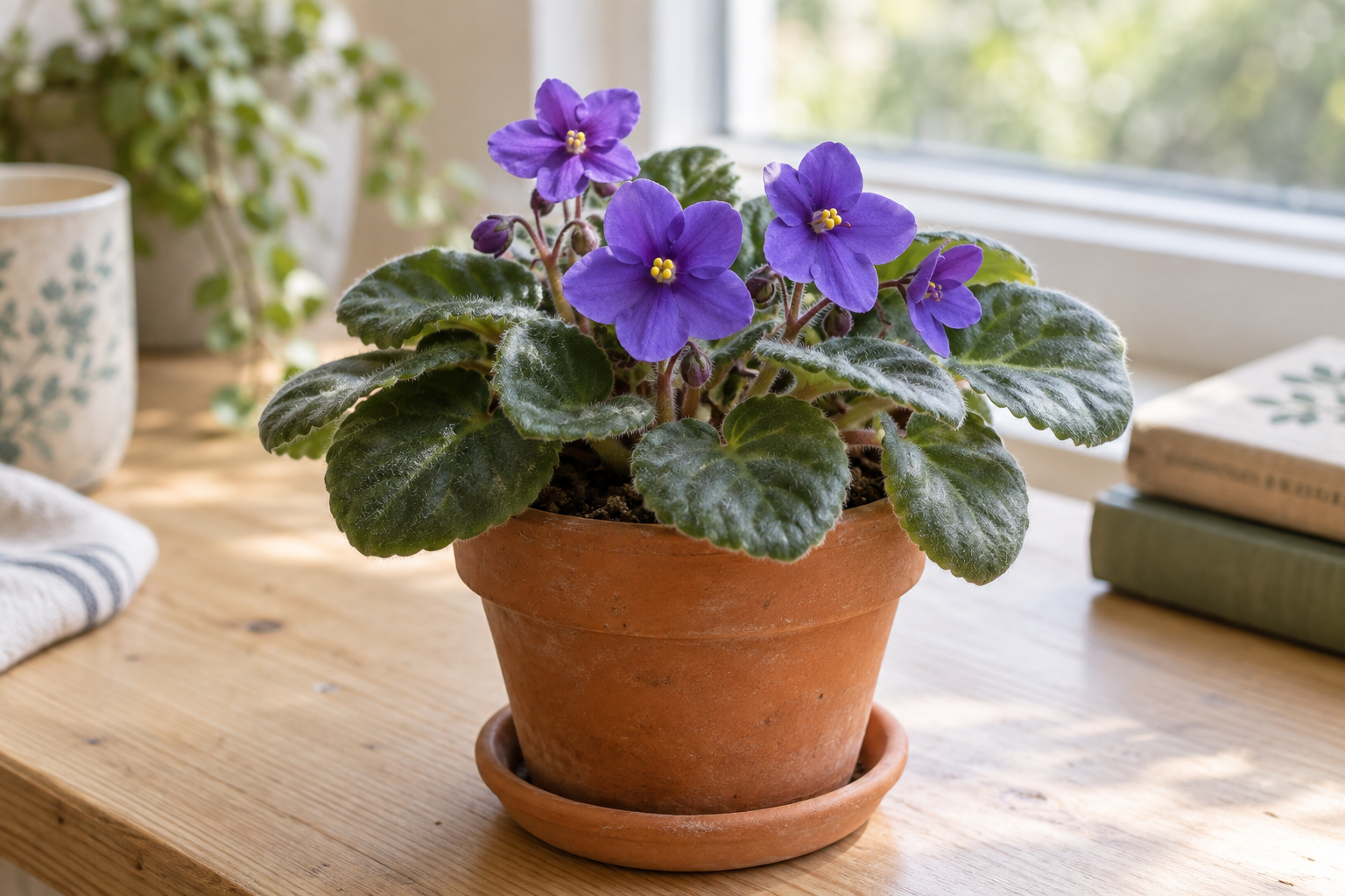 African violet fertiliser plant portrait