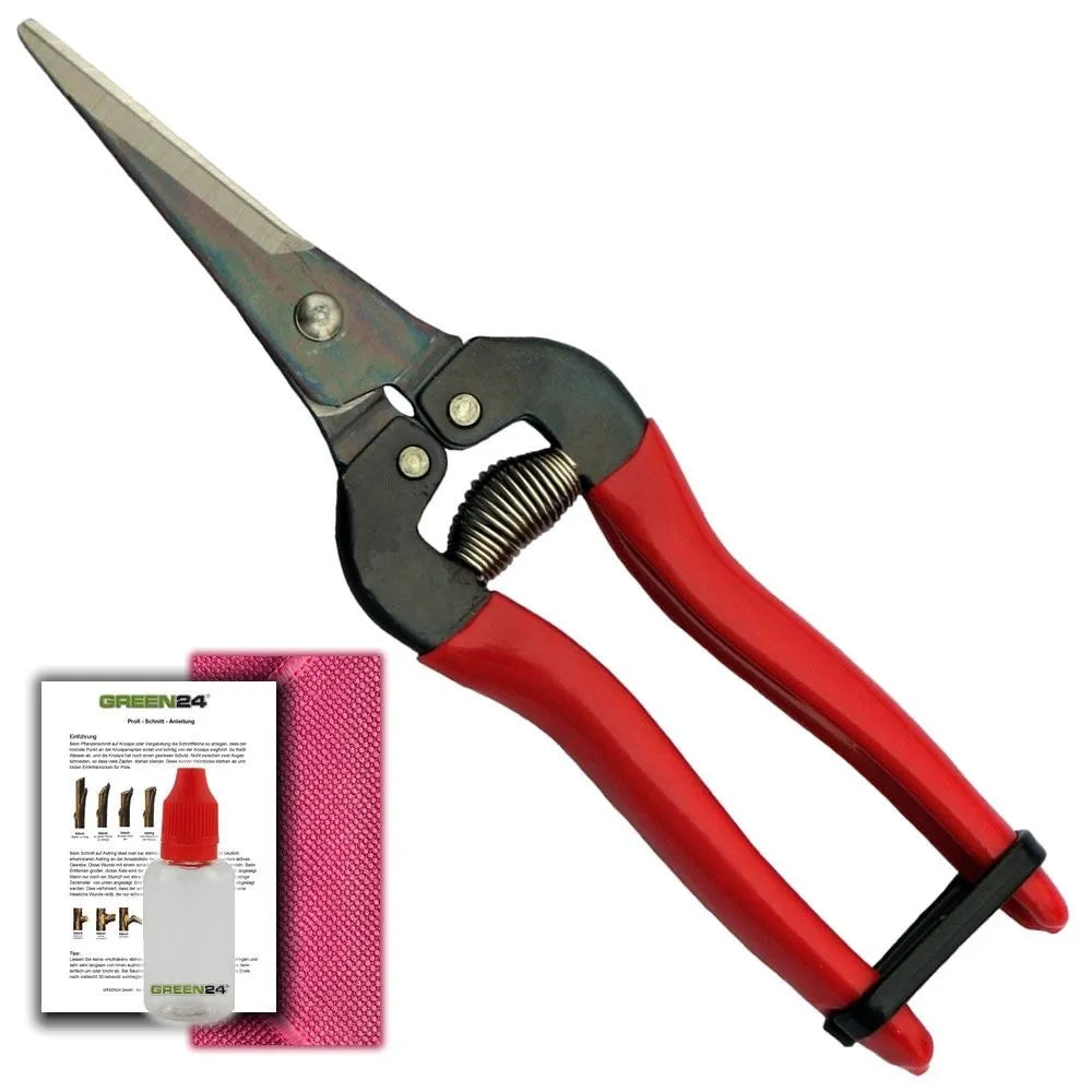 ARS 300L Ernteschere im GREEN24 Set mit 10 ml Universalöl, Mikrofasertuch und Schnittanleitung