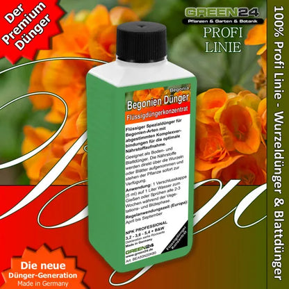 Begonien-Dünger 250 ml vor Begonienblüten