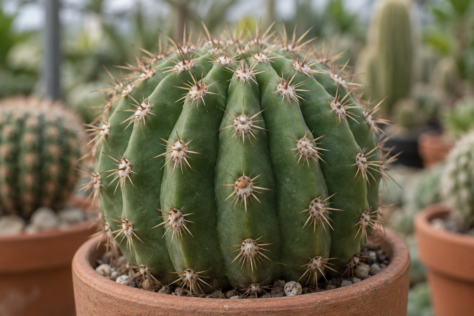 Cactus ribs and spines in detail