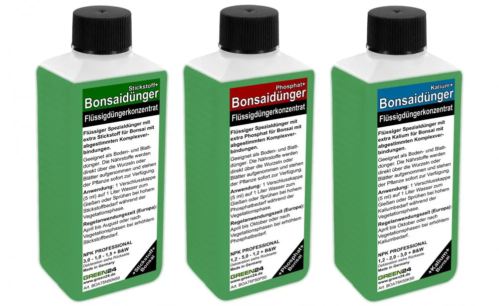 Original three-bottle set: Bonsai Nitrogen+, Bonsai Phosphate+, Bonsai Potassium+
