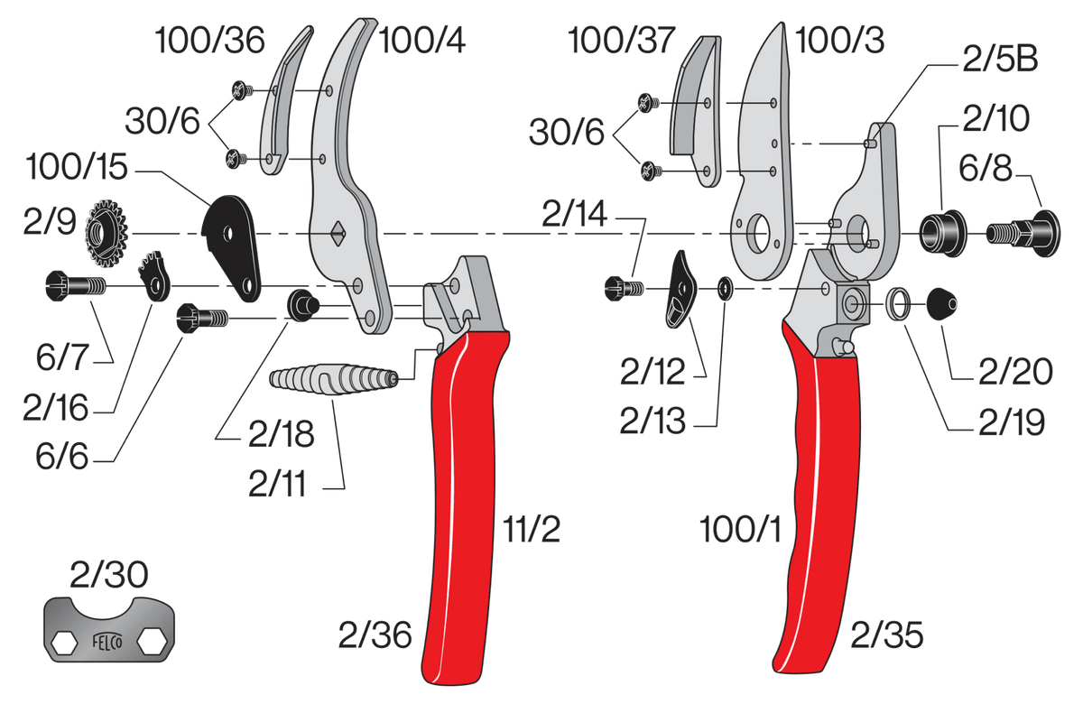 FELCO 100 – Original-Ersatzteilübersicht mit Teilenummern