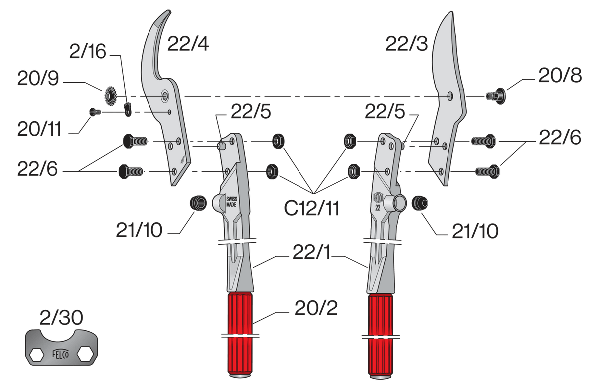 FELCO 22 – Original-Ersatzteilübersicht mit Teilenummern