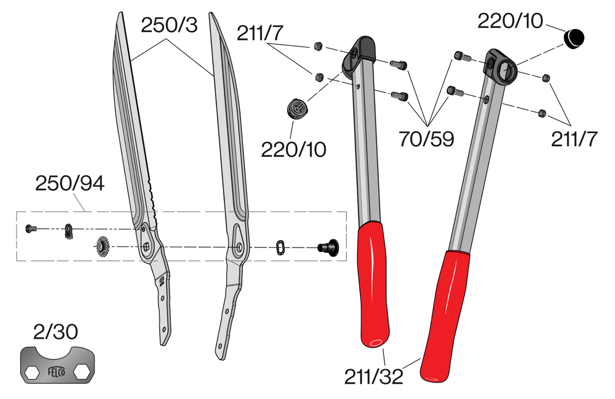 FELCO 250-63 – Original-Ersatzteilübersicht mit Teilenummern