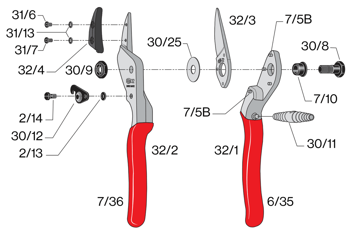 FELCO 32 – Original-Ersatzteilübersicht mit Teilenummern