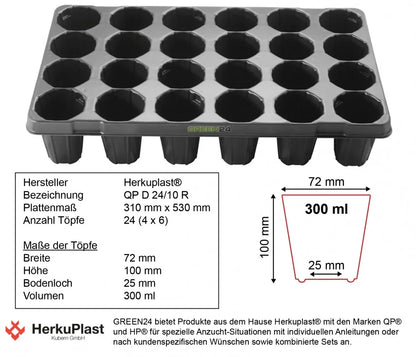 G24 Anzuchtplatte QP D 24/10 R – 24 Zellen – Originalmaßzeichnung