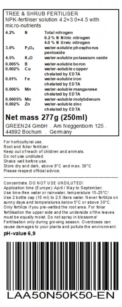GREEN24: originales Produktetikett, Deklaration und Anwendung