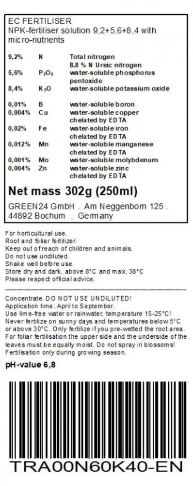 GREEN24: originales Produktetikett, Deklaration und Anwendung
