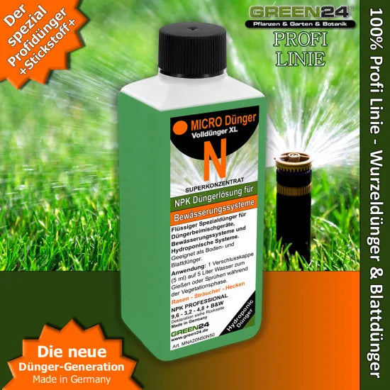 Micro+N Flüssigdünger für Bewässerungssysteme und Rasen