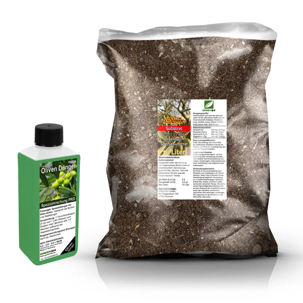 Original Oliven-Umtopfset mit 10 Liter Erde und 250 ml Dünger