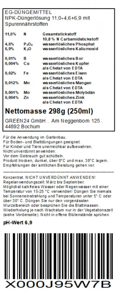 Ficus-Dünger – deutsches Rücketikett 250 ml