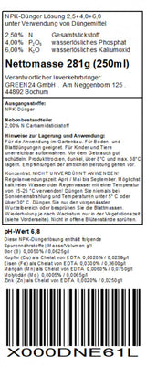Originale Nährstoffdeklaration · 250 ml