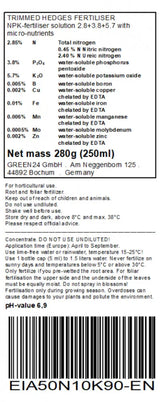 Yew Fertiliser – English rear label (250 ml)