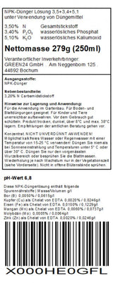 Hoya Fertiliser – German back label 250 ml