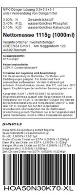 Hoya Fertiliser – German back label 1 litre