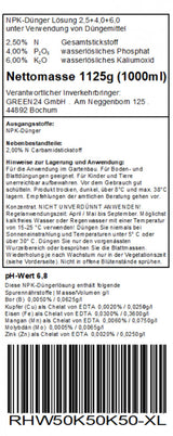 Originale Nährstoffdeklaration · 1 Liter