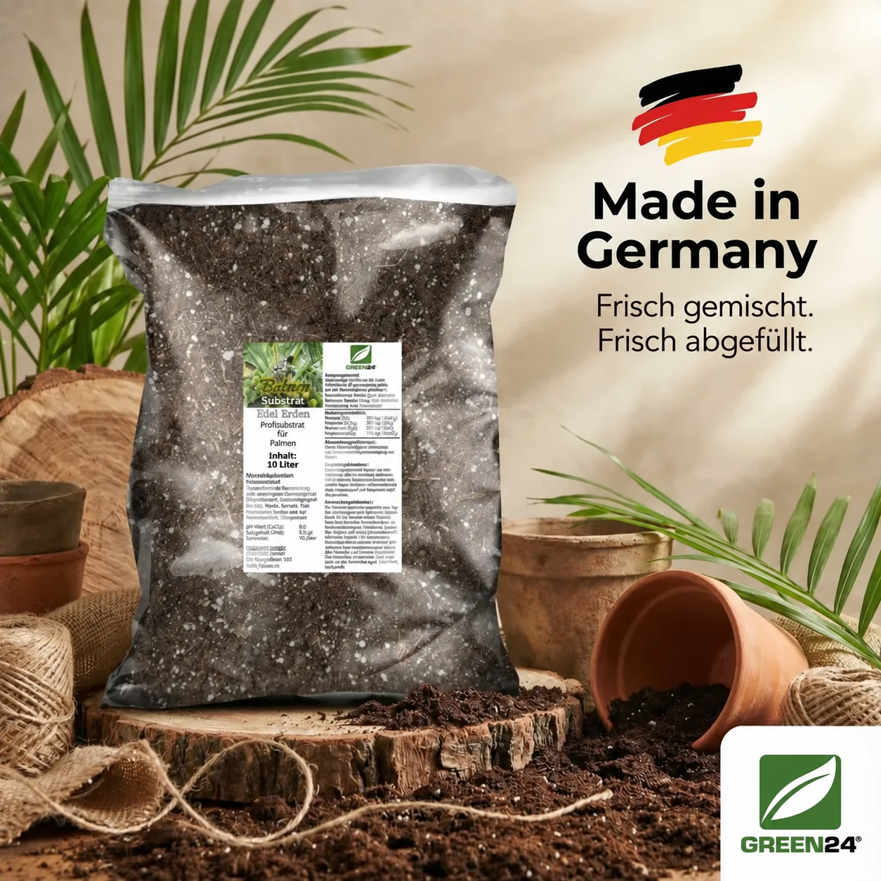 Made in Germany – freshly mixed and packed Palm Compost