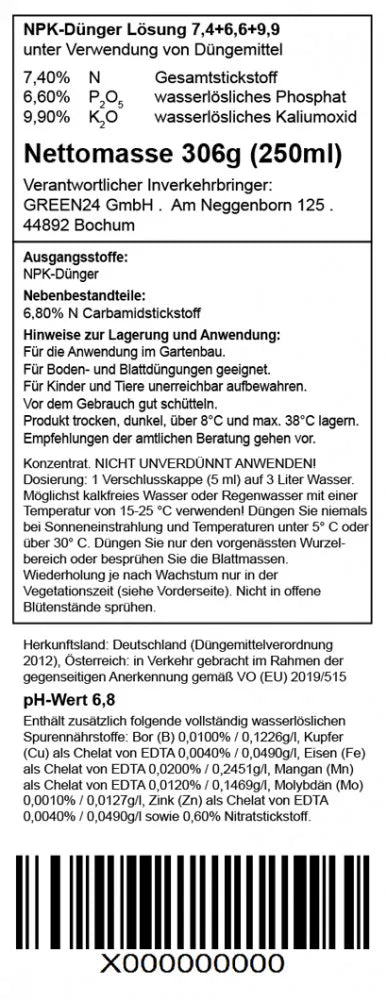 Purital 4060 · Original-Rückseitenetikett