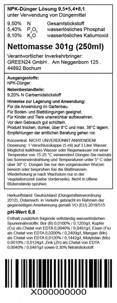 Purital 7030 · Original-Rückseitenetikett