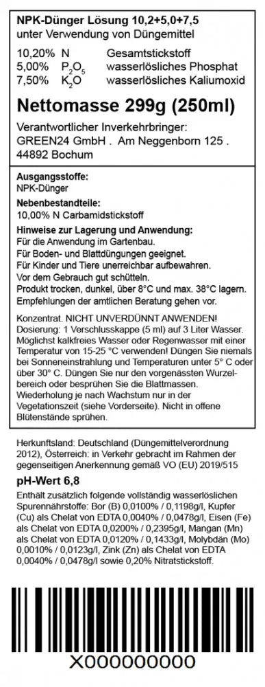 Purital 8020 · Original-Rückseitenetikett