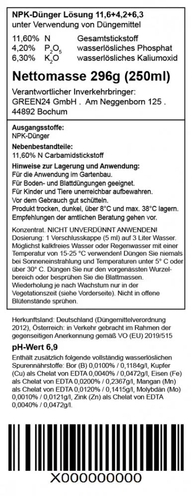 Purital N100 · Original-Rückseitenetikett