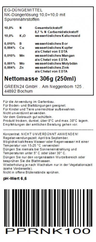 Purital NK100 · Original-Rückseitenetikett