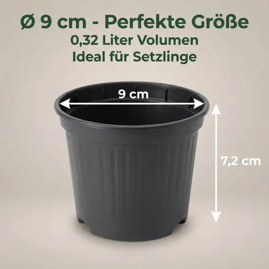 Runde Anzuchttöpfe aus PP – 9, 11 und 13 cm – Originalansicht