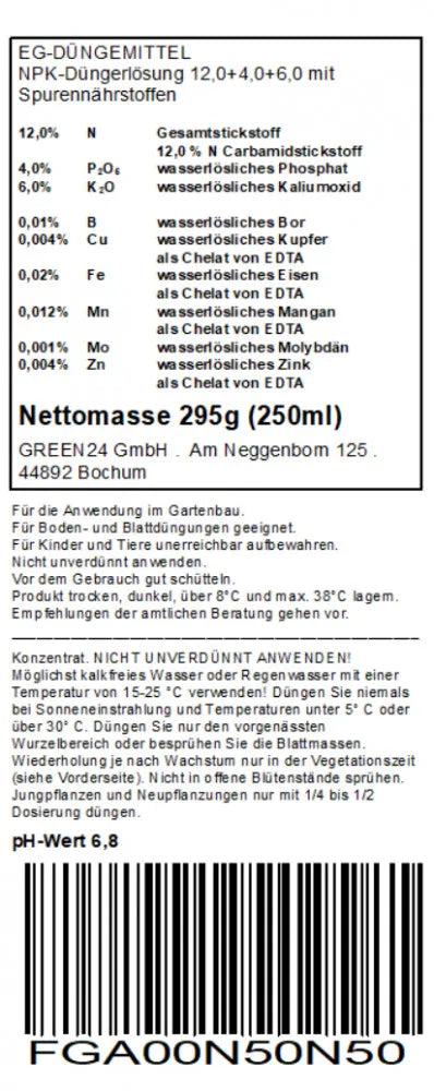 Originalgebinde / Etikett Blattdünger Frisches Grün