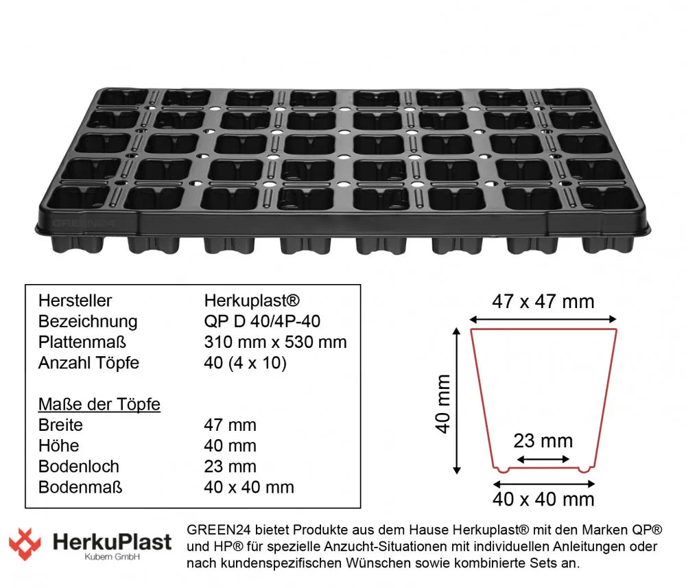 40 Steinwollewürfel mit G24-Platte – QP D 40/4P-40 – Originalmaßzeichnung der Platte
