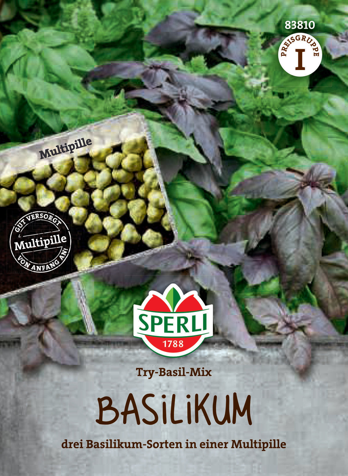 SPERLI Basilikum Try-Basil-Mix – Originalpackung, Vorderseite