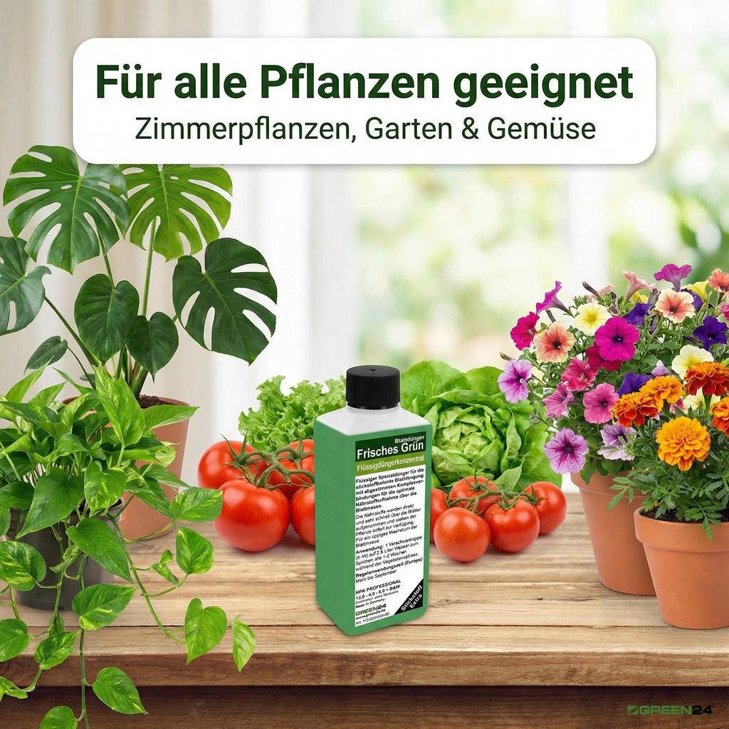 GREEN24 Blattdünger Frisches Grün für Zimmerpflanzen, Gemüse und Gartenblumen