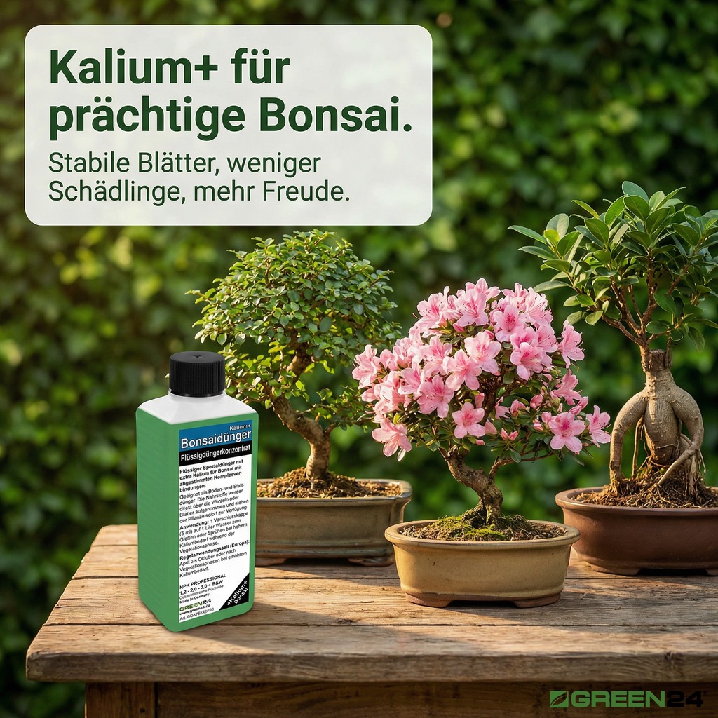 Bonsai-Düngers NPK Kalium+ für eine Sammlung verschiedener Bonsai-Bäume. Kalium+ für prächtige Bonsai.