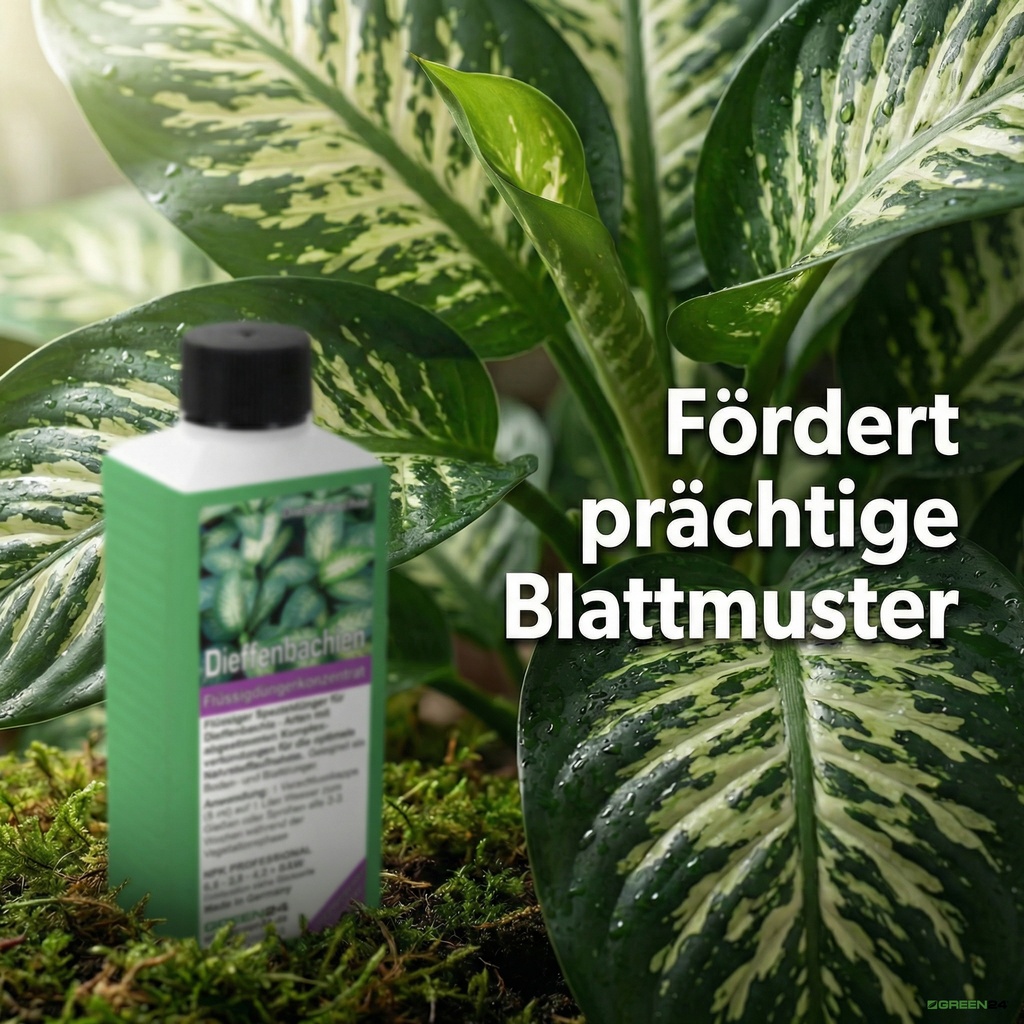Dieffenbachia Dünger für große gesunde Dieffenbachia-Blättern mit detaillierten charakteristischen Mustern