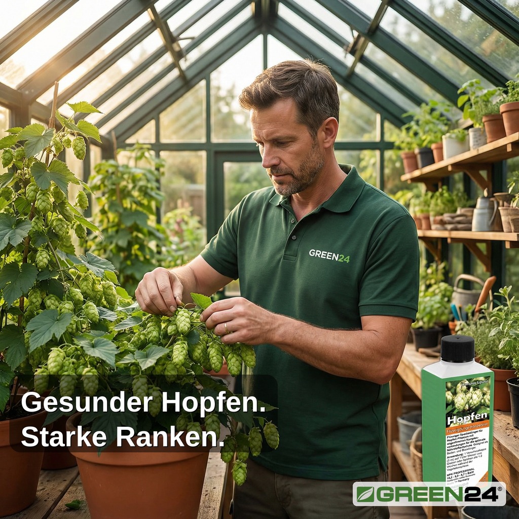 Nach der Düngung, Humulus lupulus mit reichen Hopfendolden