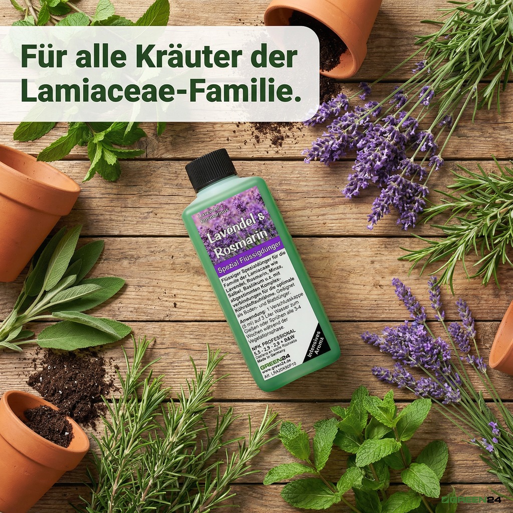 Lavendel & Rosmarin Spezial Flüssigdünger hilft Kräutern und Blumentöpfen