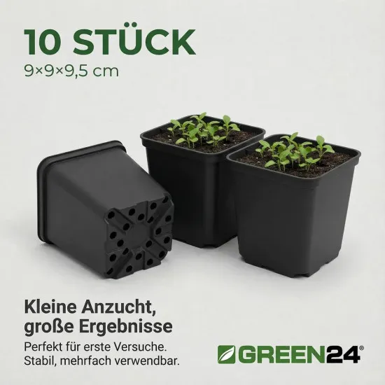 10 St. Pflanztöpfe 9x9x9,5cm Vierecktopf Profi Anzuchttopf