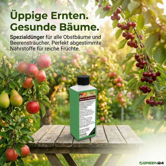 Obstbaum- & Beerenstrauch-Dünger 250ml PRO | Flüssigdünger für Apfelbaum, Kirschbaum, Himbeeren & Johannisbeeren | NPK Konzentrat