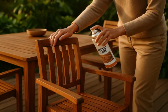 Holzpflege Spray für Teak, Bankirai & Eukalyptus – Langzeit UV-Schutz & Farbauffrischung (300ml) Holzpflege Spray für Teak, Bankirai & Eukalyptus – Langzeit UV-Schutz & Farbauffrischung (300ml)
