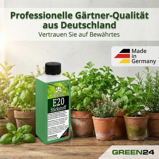 Purital E20 Stickstoff-Dünger – 250ml Profi-Konzentrat für explosives Pflanzenwachstum | 20% Stickstoff + Magnesium + Spurenelemente