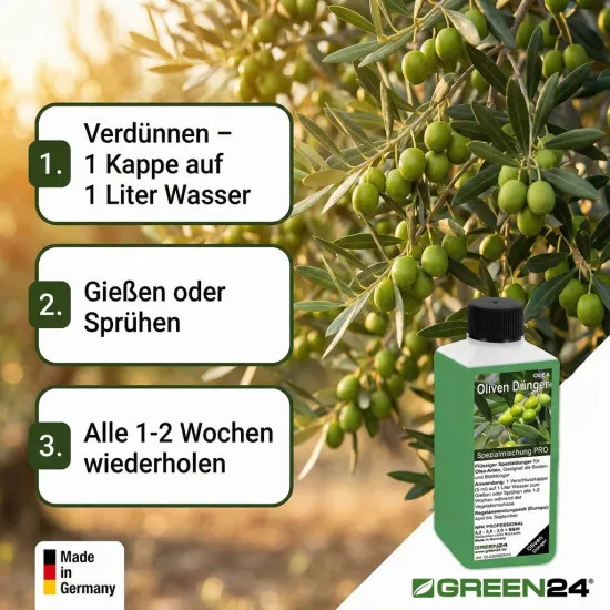 Oliven-Dünger – 250ml Spezialdünger für Olea europaea NPK | Für reiche Olivenernte & mediterrane Pracht | Ideal für Olivenbäume & Ölbäume