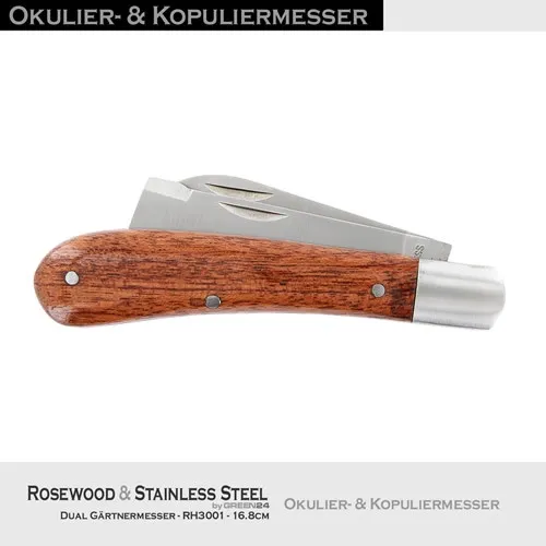 Dual Okulier- Kopuliermesser Edelstahl - Rosenholz