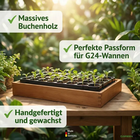 Gewächshaus Style-Box Beige | Anzuchtkasten aus Birke Massivholz