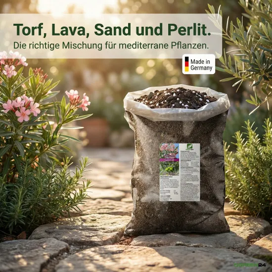 Oleander-Erde Oliven-Erde Substrat PROFI LINE 10 Liter – Spezialerde mit Langzeitdünger für Balkon & Terrasse