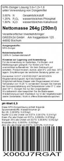 Baumfarn-Dünger für Cyatheales, Dicksonia Pflanzen in Beet und Kübel 250ml