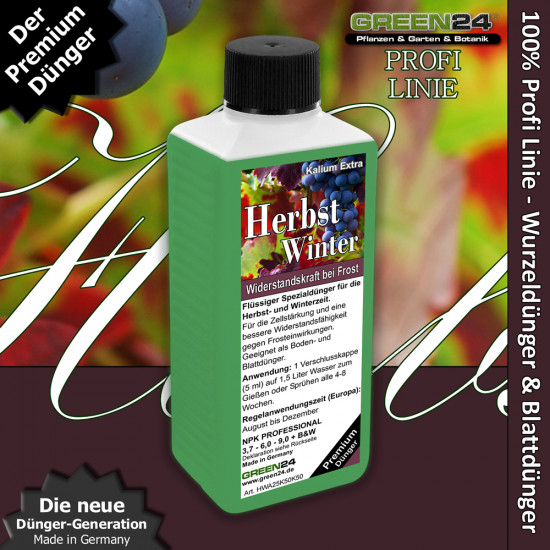 Herbst- +. Winter-Dünger - Kalium+ 250ml - Kaliumdünger für bessere Winterhärte der Pflanzen