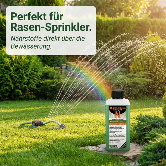 Micro+N Flüssigdünger 250ml – NPK Volldünger für Bewässerungssysteme, Düngerbeimischgeräte & Hydroponik | Stickstoff-Konzentrat für Rasen, Sträucher & Hecken