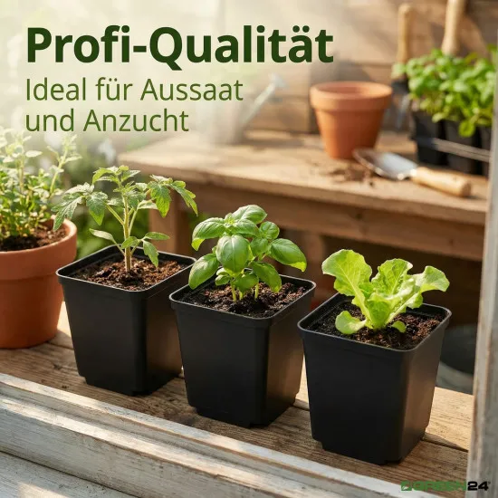 10 St. Pflanztöpfe 8x8x8,5cm Vierecktopf Profi Anzuchttopf